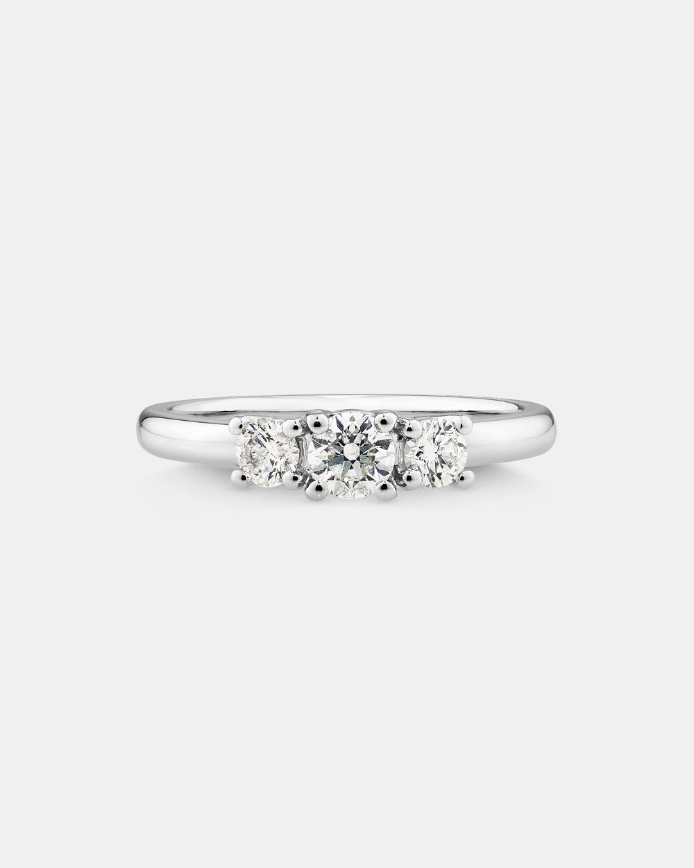 0.50 Carat TW Three Stone Round Brilliant Diamond Engagement Ring in 14kt White Gold Revat Jewels