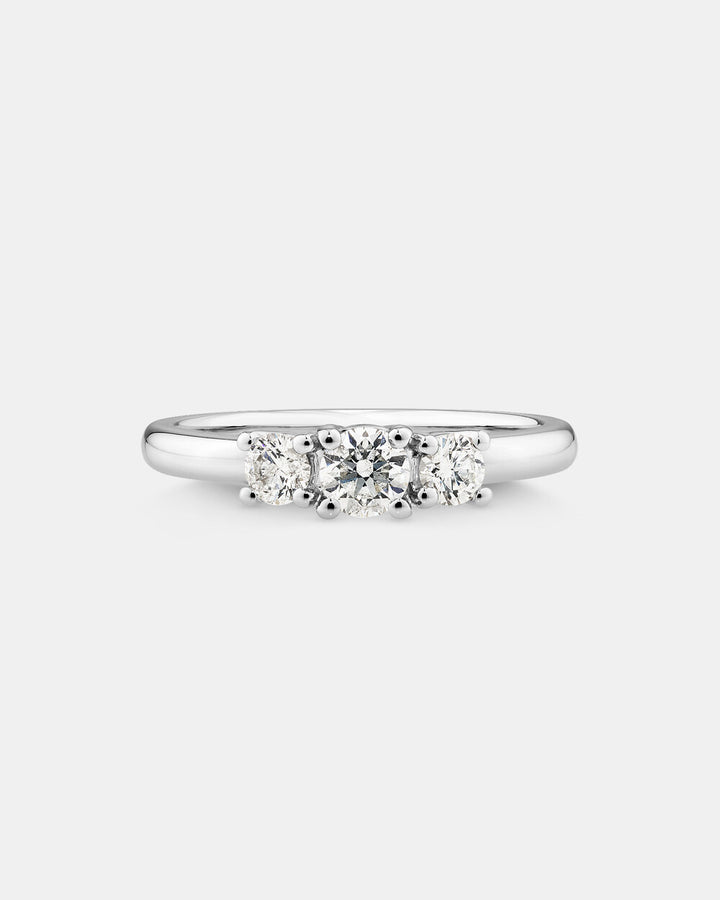 0.50 Carat TW Three Stone Round Brilliant Diamond Engagement Ring in 14kt White Gold