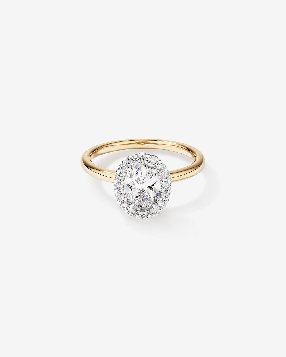 1.46 Carat TW Oval Cut Laboratory-Grown Diamond Halo Engagement Ring in 14kt Yellow and White Gold Revat Jewels