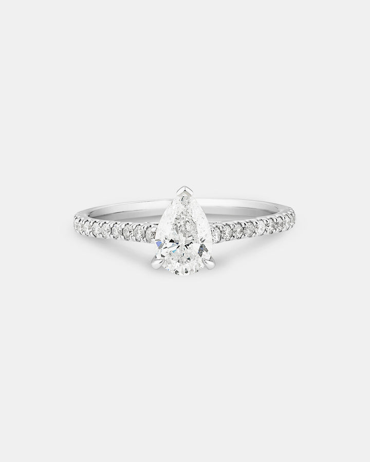 Pear Solitaire Engagement Ring with 1.12ct TW of Diamonds in 14ct White Gold