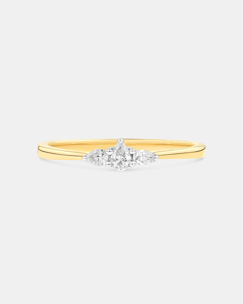 0.15 Carat TW Three Stone Pear Cut Diamond Promise Ring in 14kt Yellow and White Gold