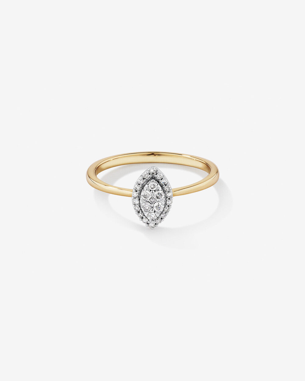 0.15 Carat TW Marquise Cluster Diamond Promise Ring in 14kt Yellow and White Gold Revat Jewels