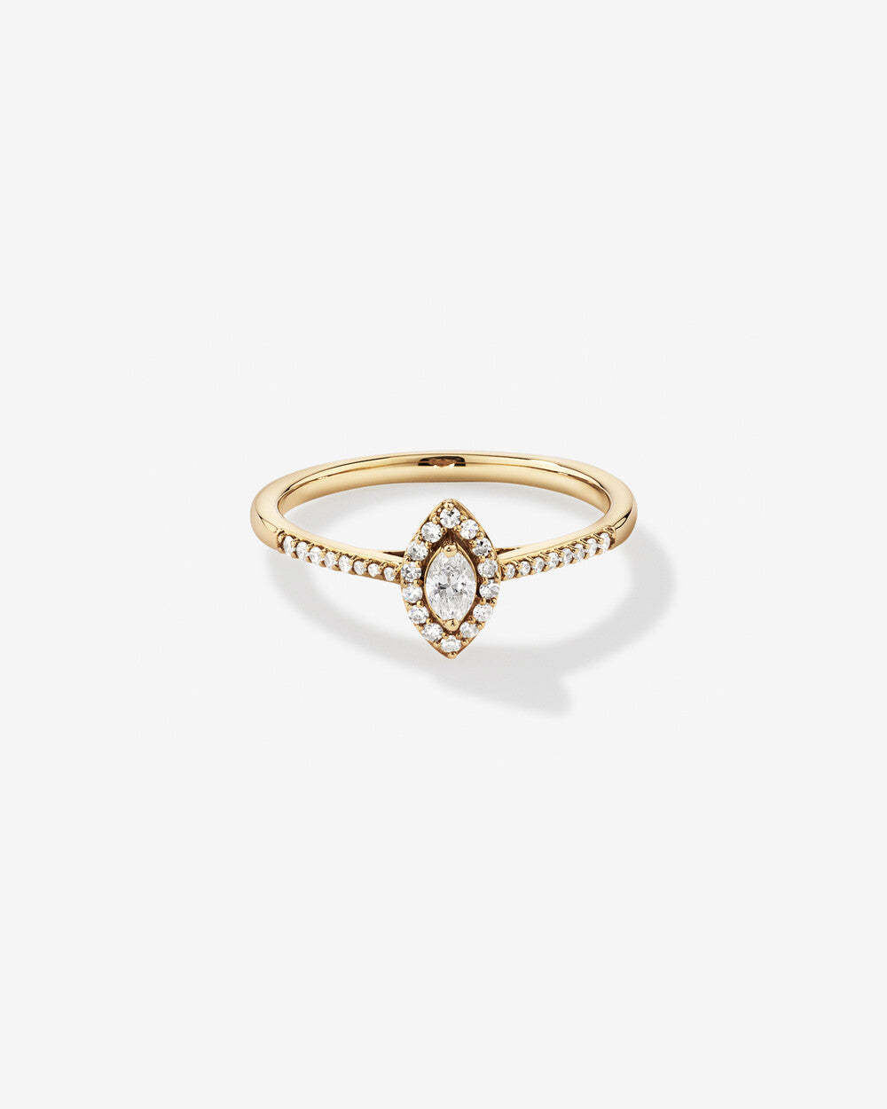 0.20 Carat TW Marquise Cut Diamond Halo Promise Ring in 14kt Yellow Gold Revat Jewels