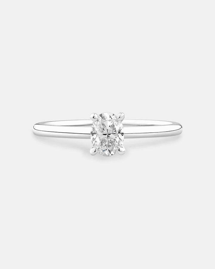 Oval Solitaire Ring with 0.50 Carat TW of Diamonds in 14kt White Gold