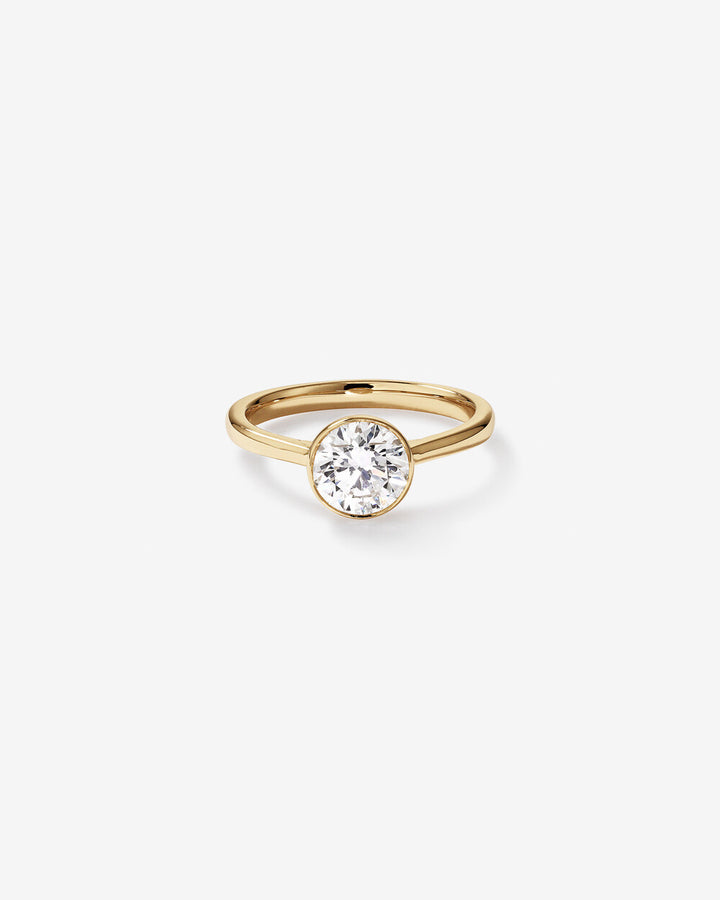 1.25 Carat TW Round Brilliant Laboratory-Grown Diamond Solitaire Bezel Set Engagement Ring in 14kt Yellow Gold