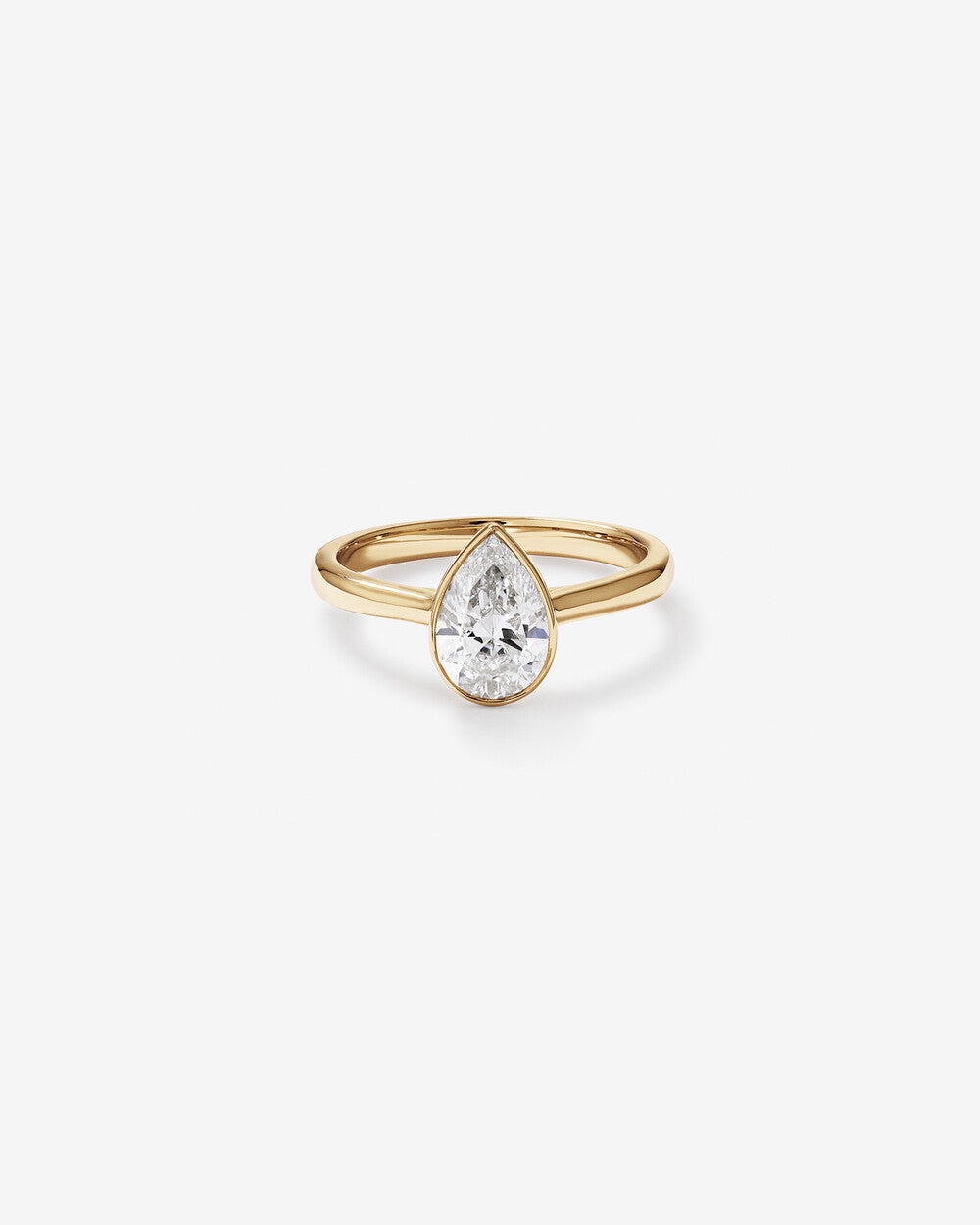 1.25 Carat TW Pear Cut Laboratory-Grown Diamond Solitaire Bezel Set Engagement Ring in 14kt Yellow Gold