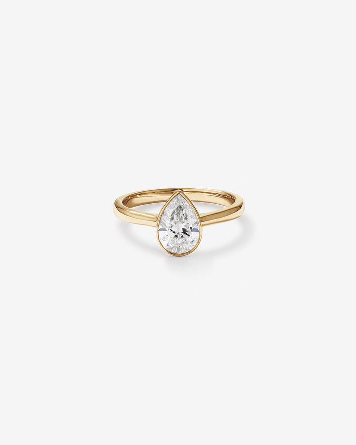 1.25 Carat TW Pear Cut Laboratory-Grown Diamond Solitaire Bezel Set Engagement Ring in 14kt Yellow Gold