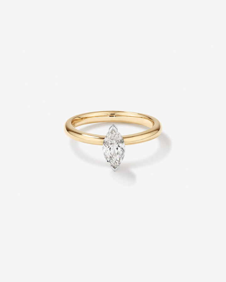 0.70 Carat TW Certified Marquise Cut Diamond Solitaire Engagement Ring in 14kt Yellow and White Gold