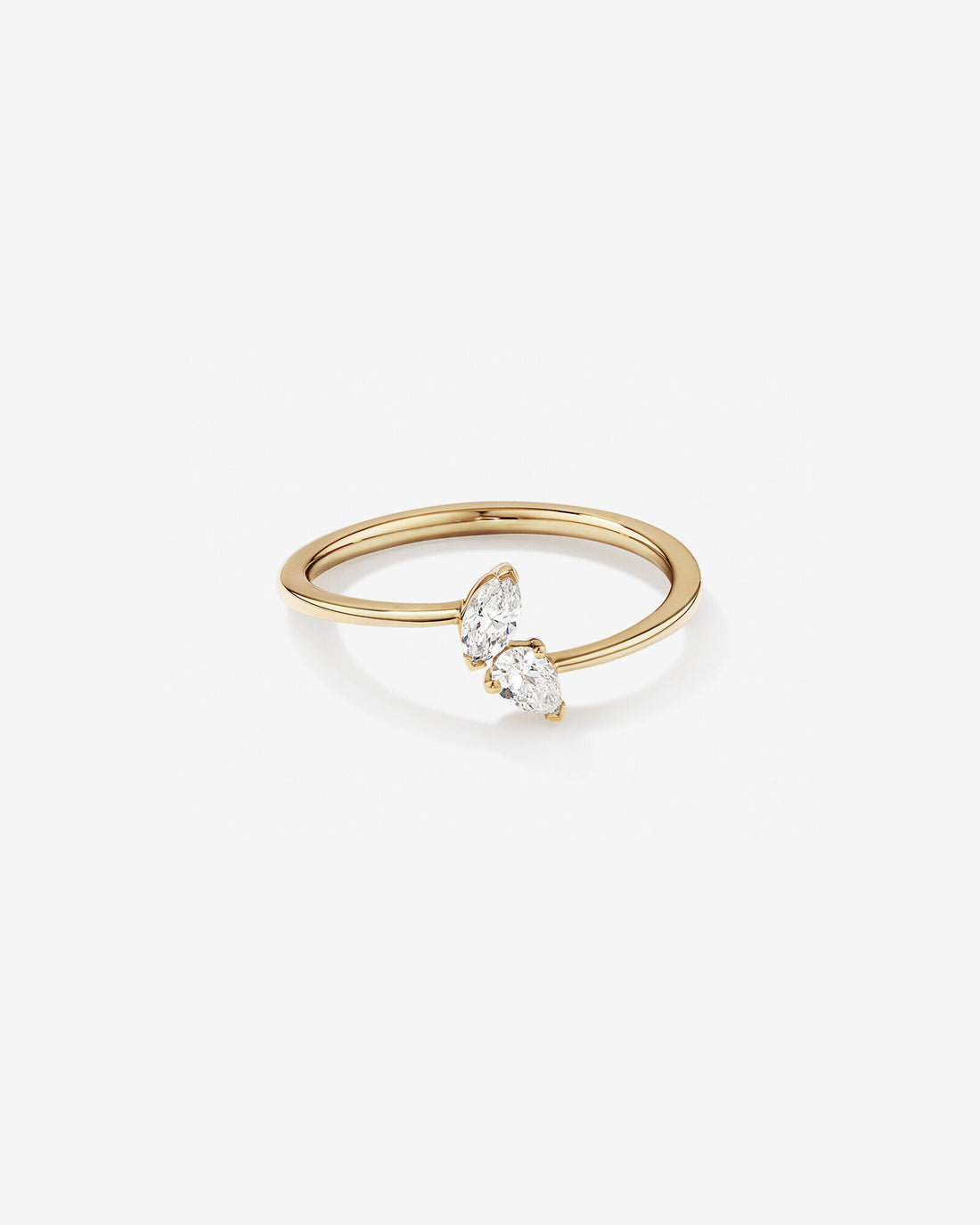 0.24 Carat TW Marquise and Pear Cut Laboratory-Grown Diamond Two Stone Ring