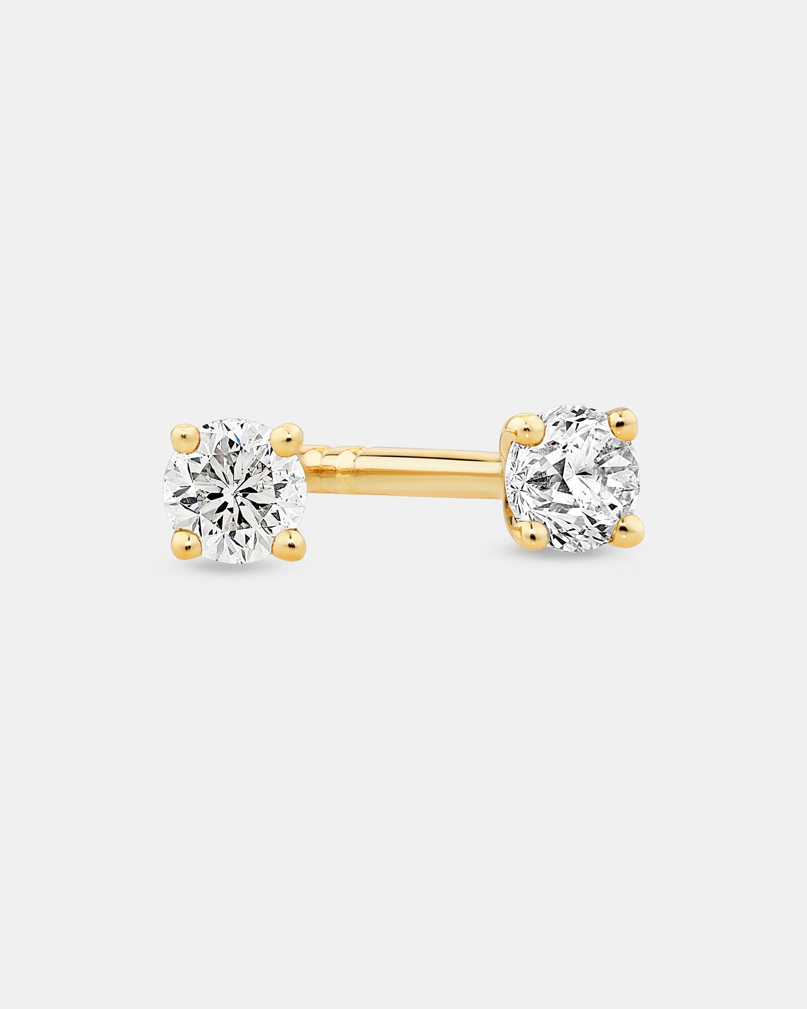 0.10 Carat TW Laboratory-Grown Diamond Mini Solitaire Stud Earrings in Yellow Gold Revat Jewels
