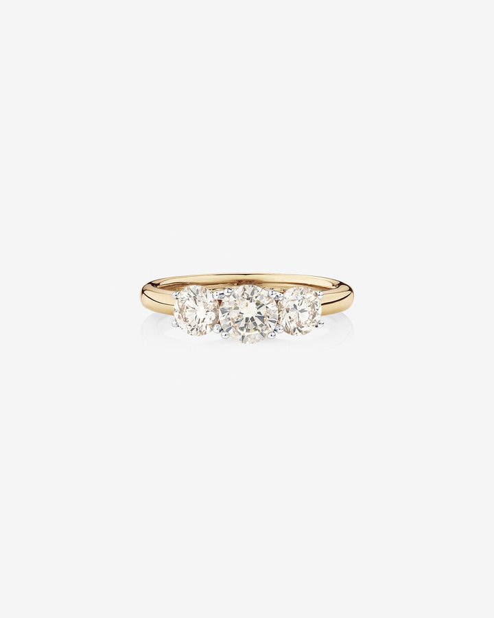 Three Stone Engagement Ring with 1 1/2 Carat TW of Diamonds in 14kt Yellow/White Gold