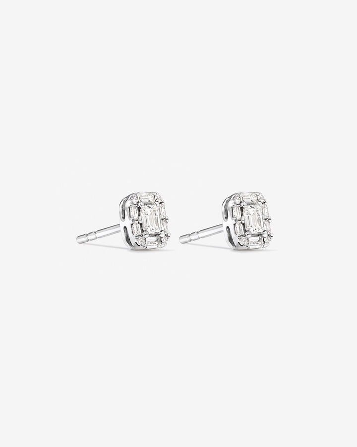 0.31 Carat TW Multistone Emerald Cut Laboratory-Grown Diamond Stud Earrings in White Gold