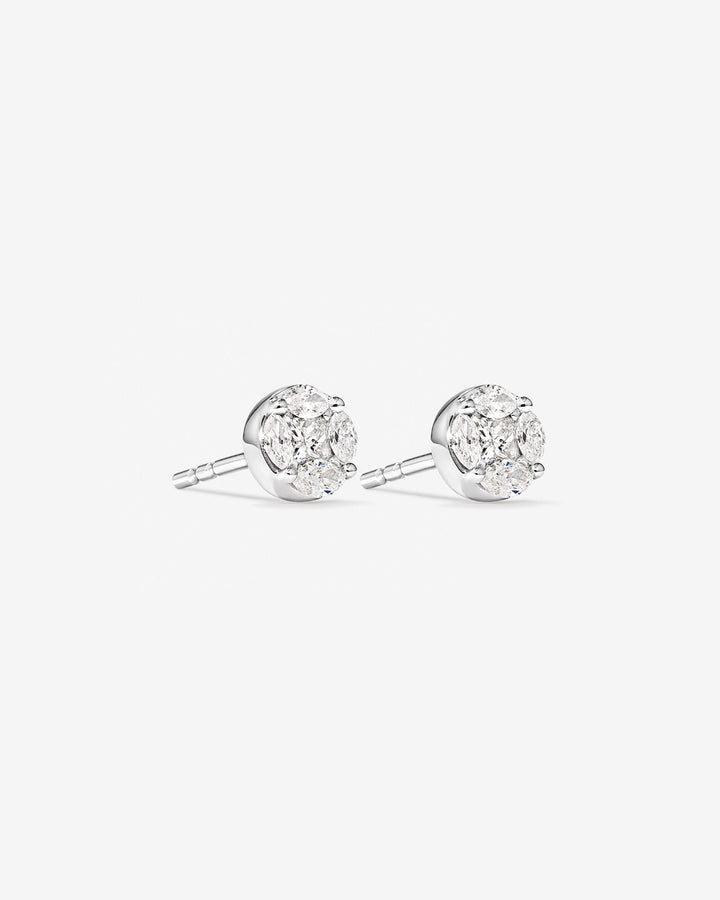 0.39 Carat TW Multistone Princess and Marquise Cut Laboratory-Grown Diamond Stud Earrings in White Gold