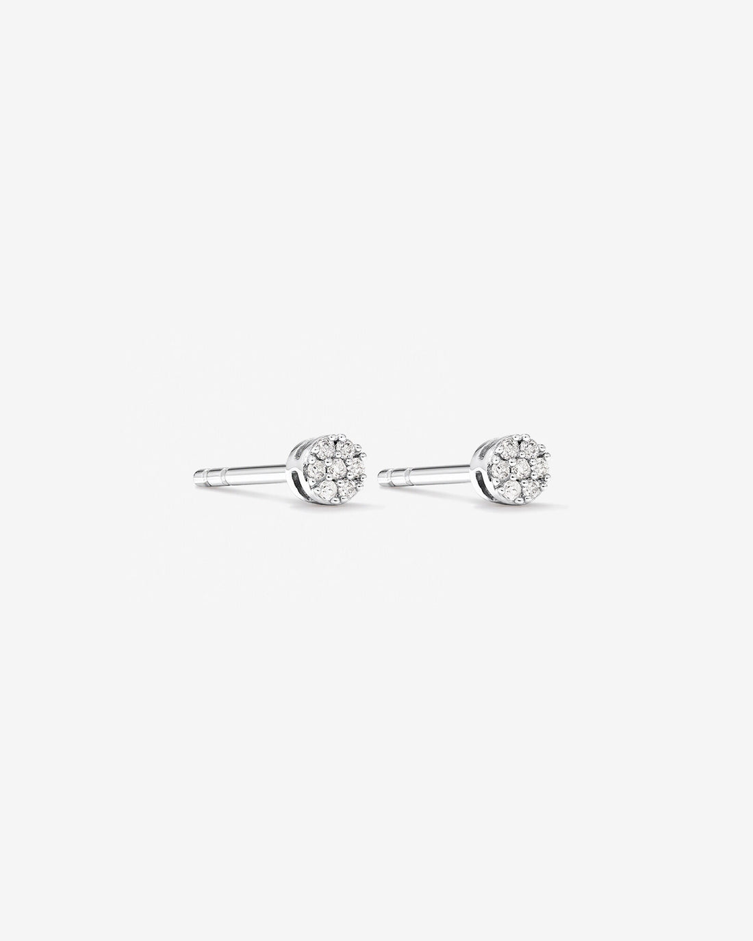 Round Laboratory-Grown Diamond Cluster Stud Earrings in White Gold