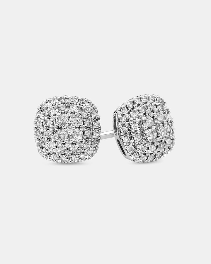 0.30 Carat TW Cushion Shaped Diamond Cluster Stud Earrings in White Gold