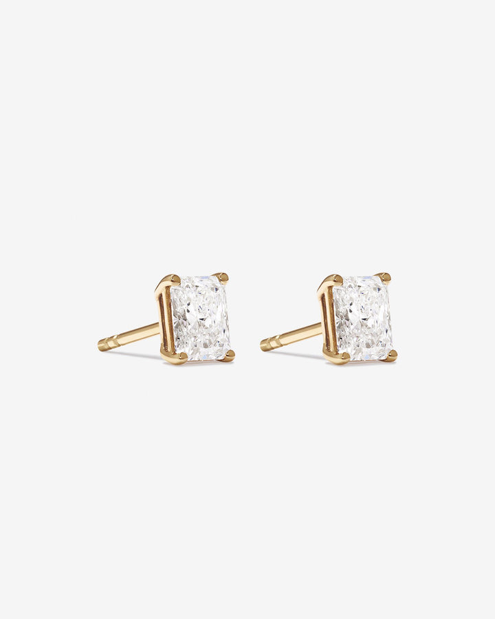 1.00 Carat TW Radiant Cut Solitaire Laboratory-Grown Diamond Stud Earrings in Yellow Gold