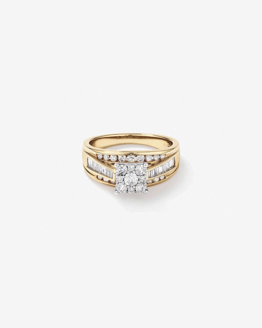 Engagement Ring with 1.00 Carat TW of Diamonds in 14kt White and Yellow Gold Revat Jewels