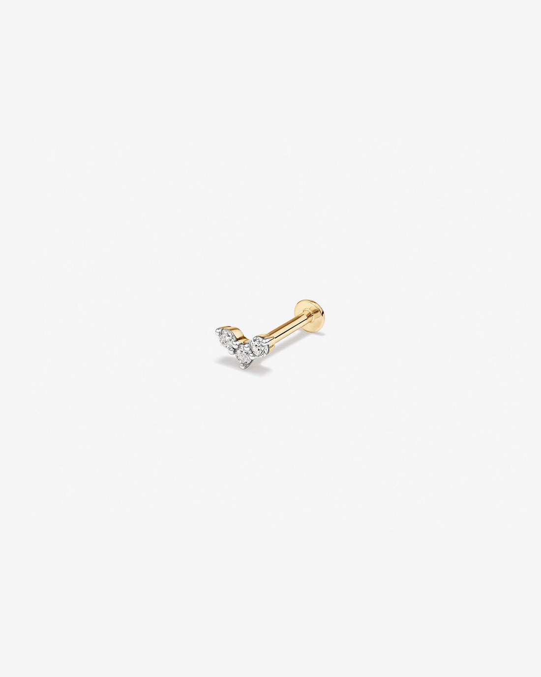 Three Stone Diamond Stud Helix Earring in Yellow Gold