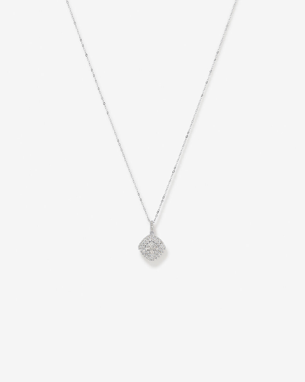 0.65 Carat TW Cushion Shaped Diamond Cluster Pendant with Chain in 14kt White Gold