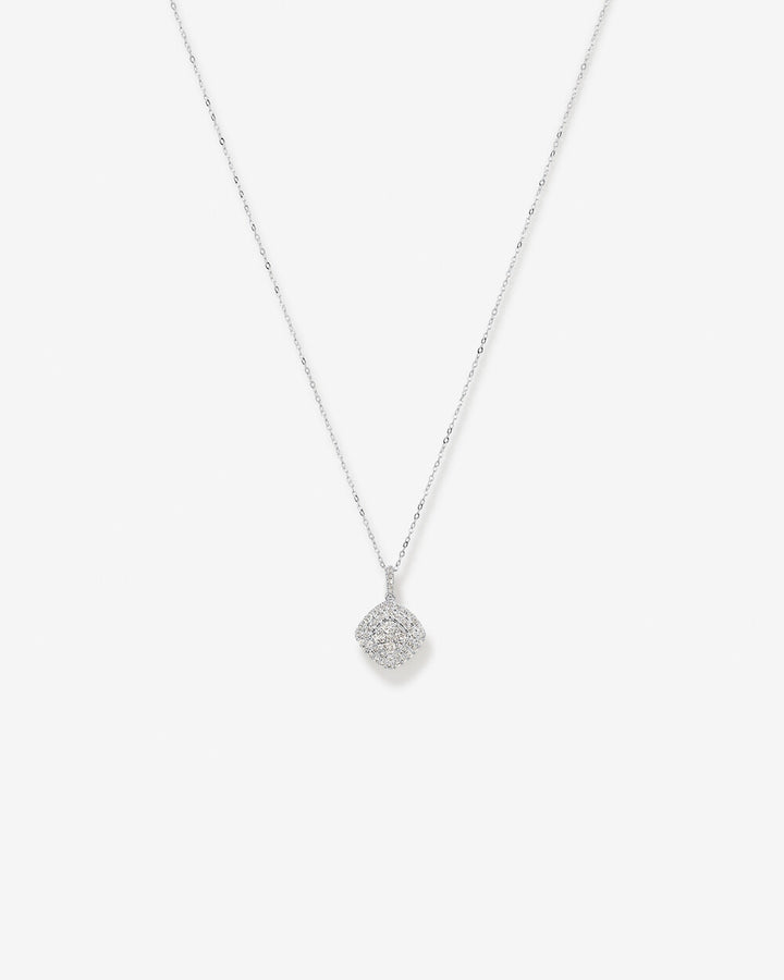 0.65 Carat TW Cushion Shaped Diamond Cluster Pendant with Chain in 14kt White Gold