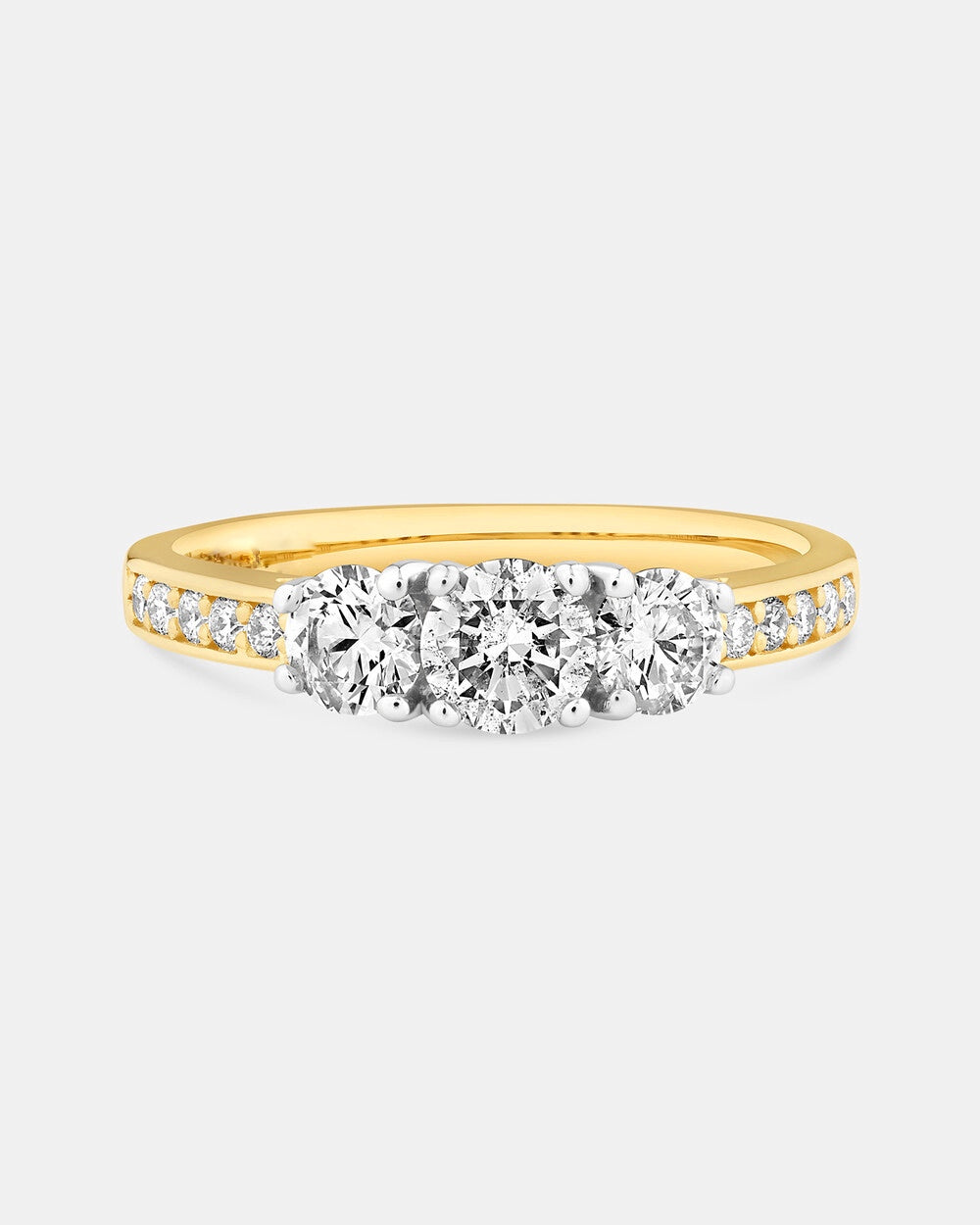 Three Stone Engagement Ring with 1 Carat TW of Diamonds in 14kt Yellow/White Gold