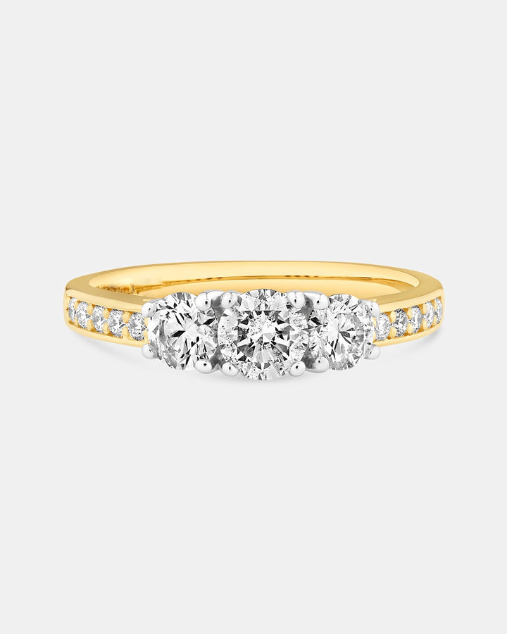 Three Stone Engagement Ring with 1 Carat TW of Diamonds in 14kt Yellow/White Gold