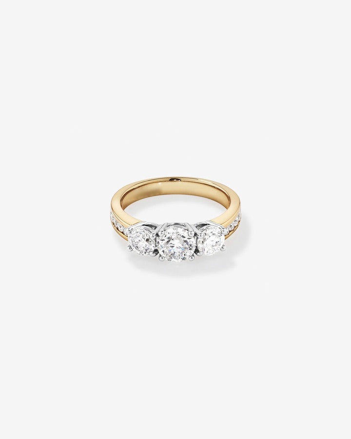 2.00 Carat TW Three Stone Round Brilliant Diamond Engagement Ring in 14kt Yellow and White Gold