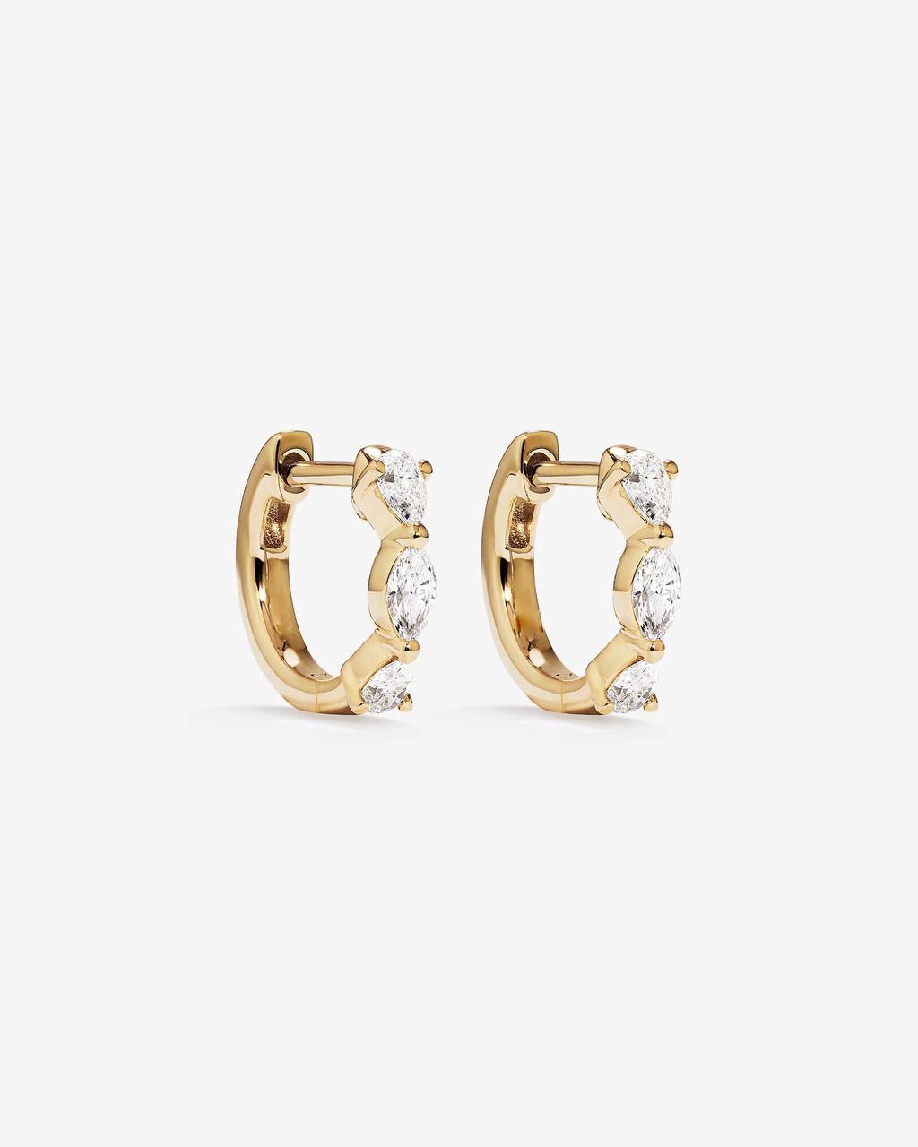 0.36 Carat TW Fancy Cut Laboratory-Grown Diamond Huggie Earrings in Yellow Gold