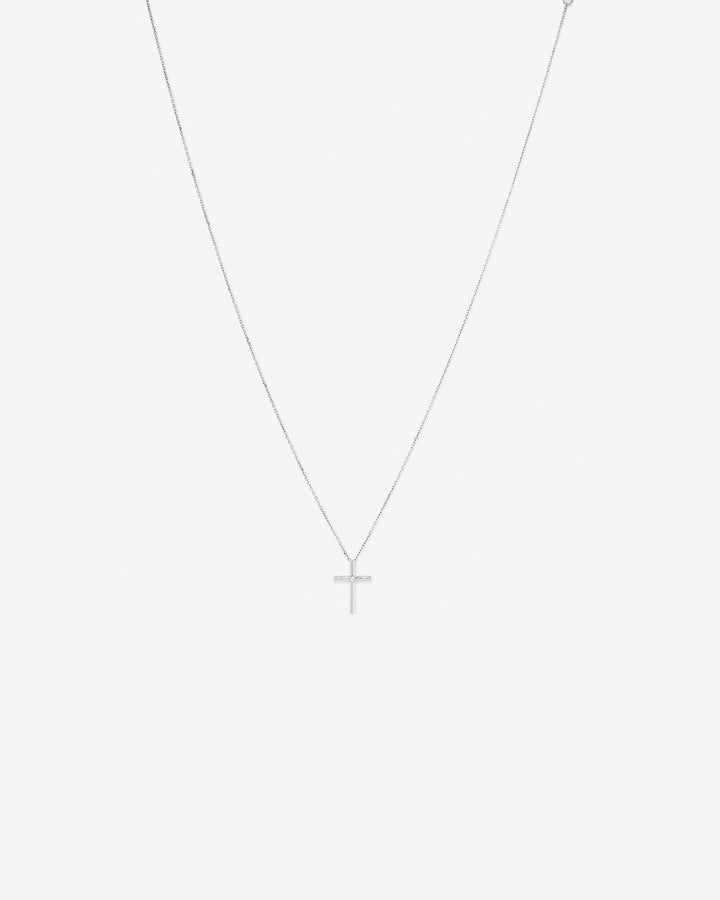 Diamond Accent Cross Pendant in 14kt White Gold