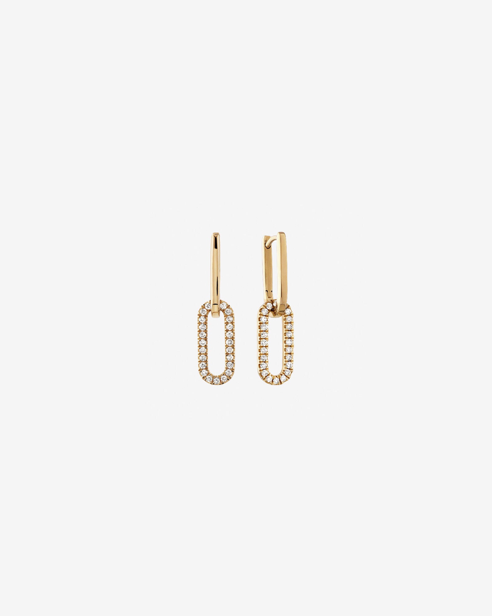 Paperclip Drop Earrings with 0.34 Carat TW of Laboratory-Grown Diamonds in Yellow Gold Revat Jewels