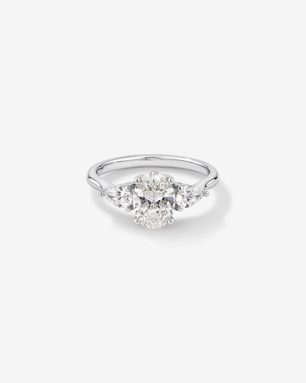 1.65 Carat TW Three Stone Oval and Pear Shaped Laboratory-Grown Diamond Engagement Ring in 14kt White Gold Revat Jewels