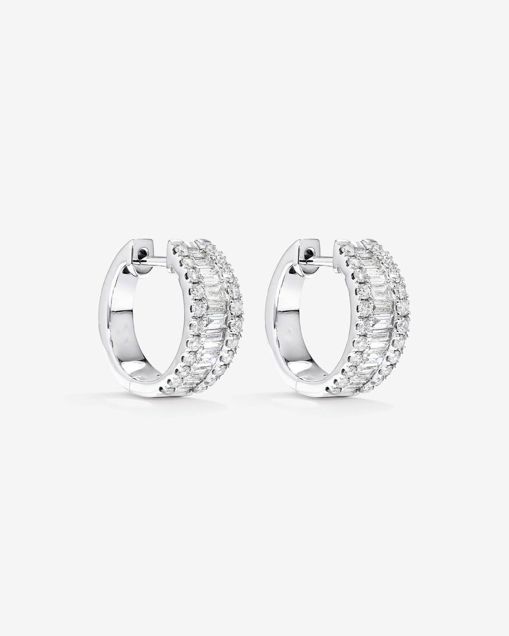 1.00 Carat TW Laboratory-Grown Diamond Dot Dash Huggie Earrings in White Gold