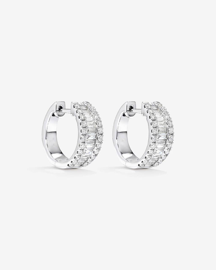 1.00 Carat TW Laboratory-Grown Diamond Dot Dash Huggie Earrings in White Gold