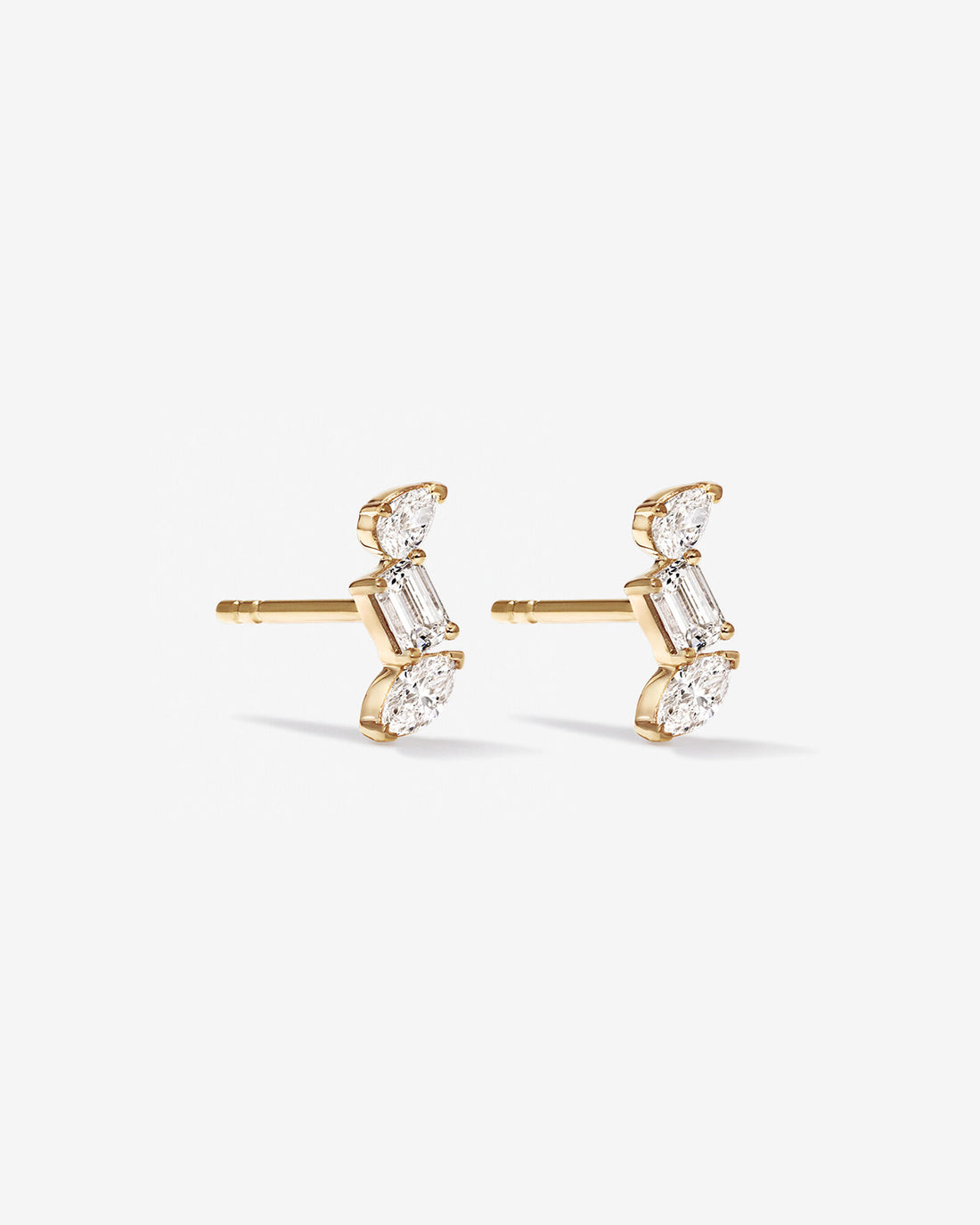 0.44 Carat TW Fancy Cut Stacked Laboratory-Grown Diamond Stud Earrings in Yellow Gold