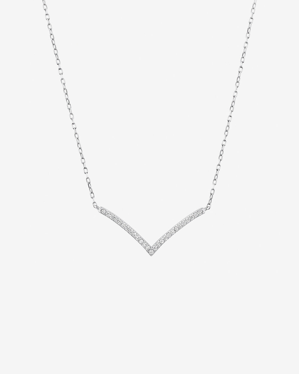 Chevron Necklace with 0.12 Carat TW Laboratory-Grown Diamonds in 14kt White Gold Revat Jewels