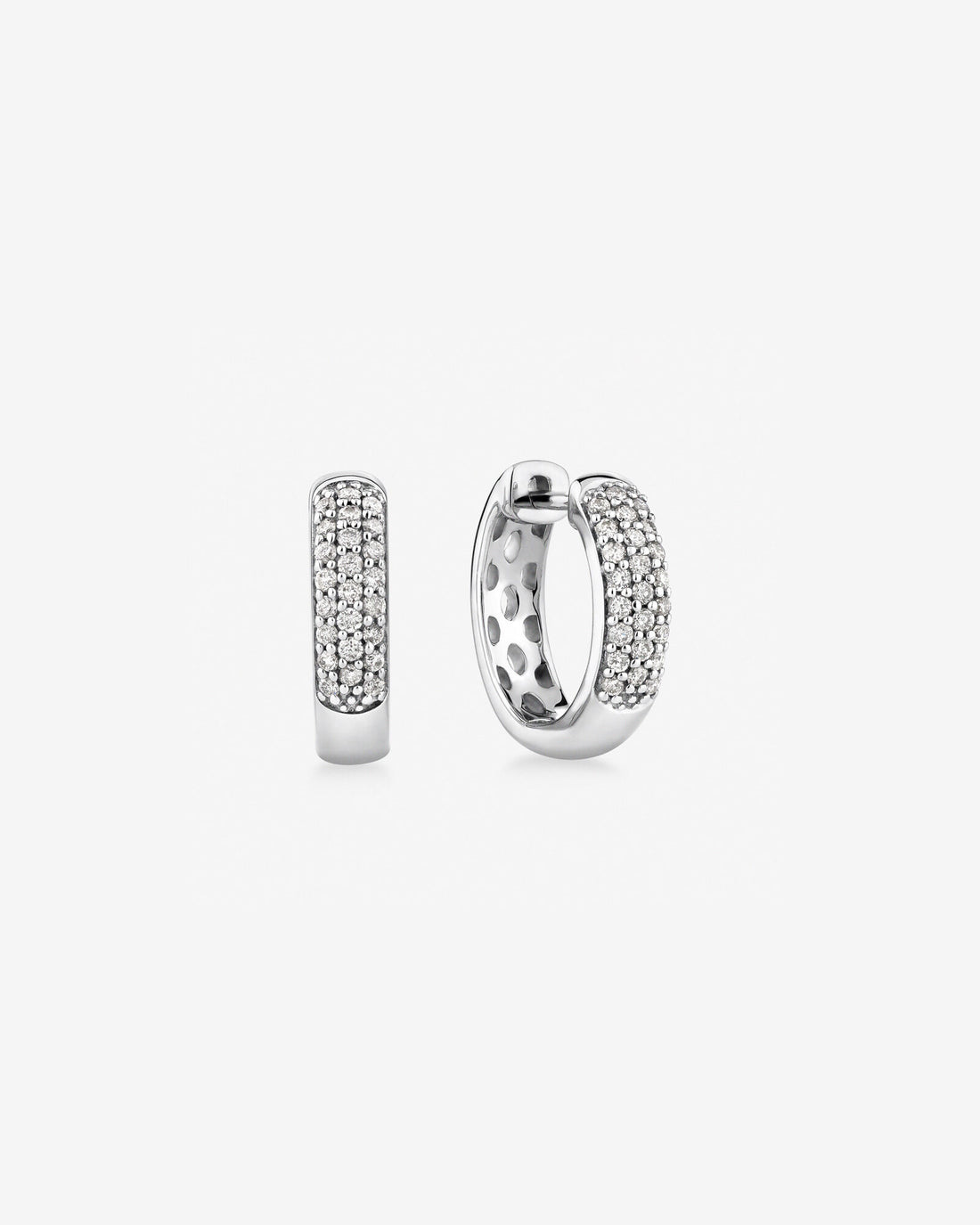 Huggie Earrings With 1/4 Carat TW Of Laboratory-Grown Diamonds In White Gold