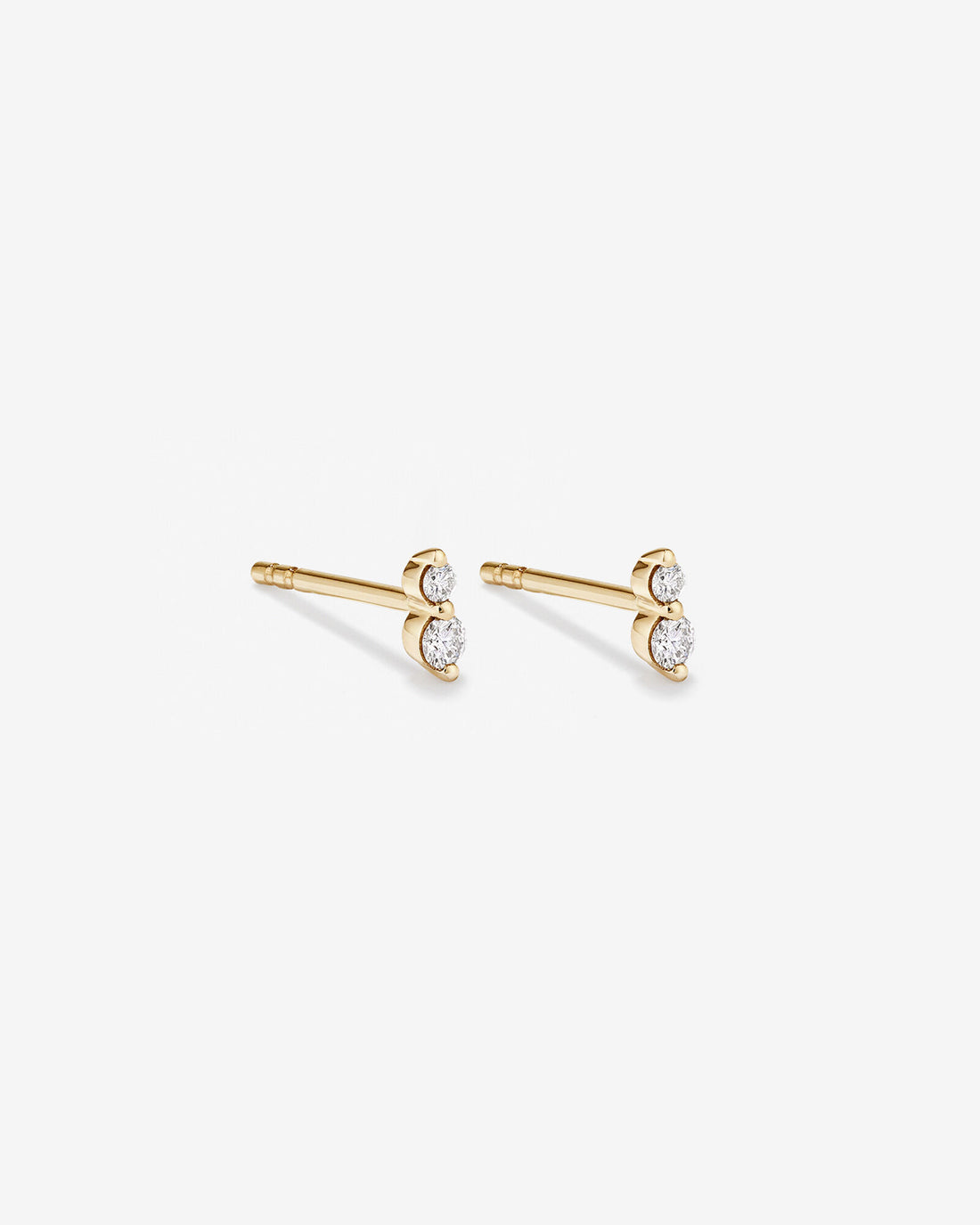 Two Stone Diamond Stud Earrings in Yellow Gold