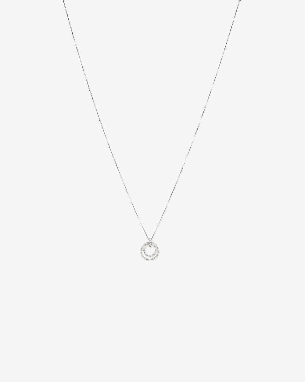 Fine Double Circle Diamond Pendant in 14kt White Gold