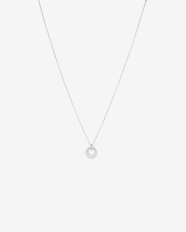 Fine Double Circle Diamond Pendant in 14kt White Gold