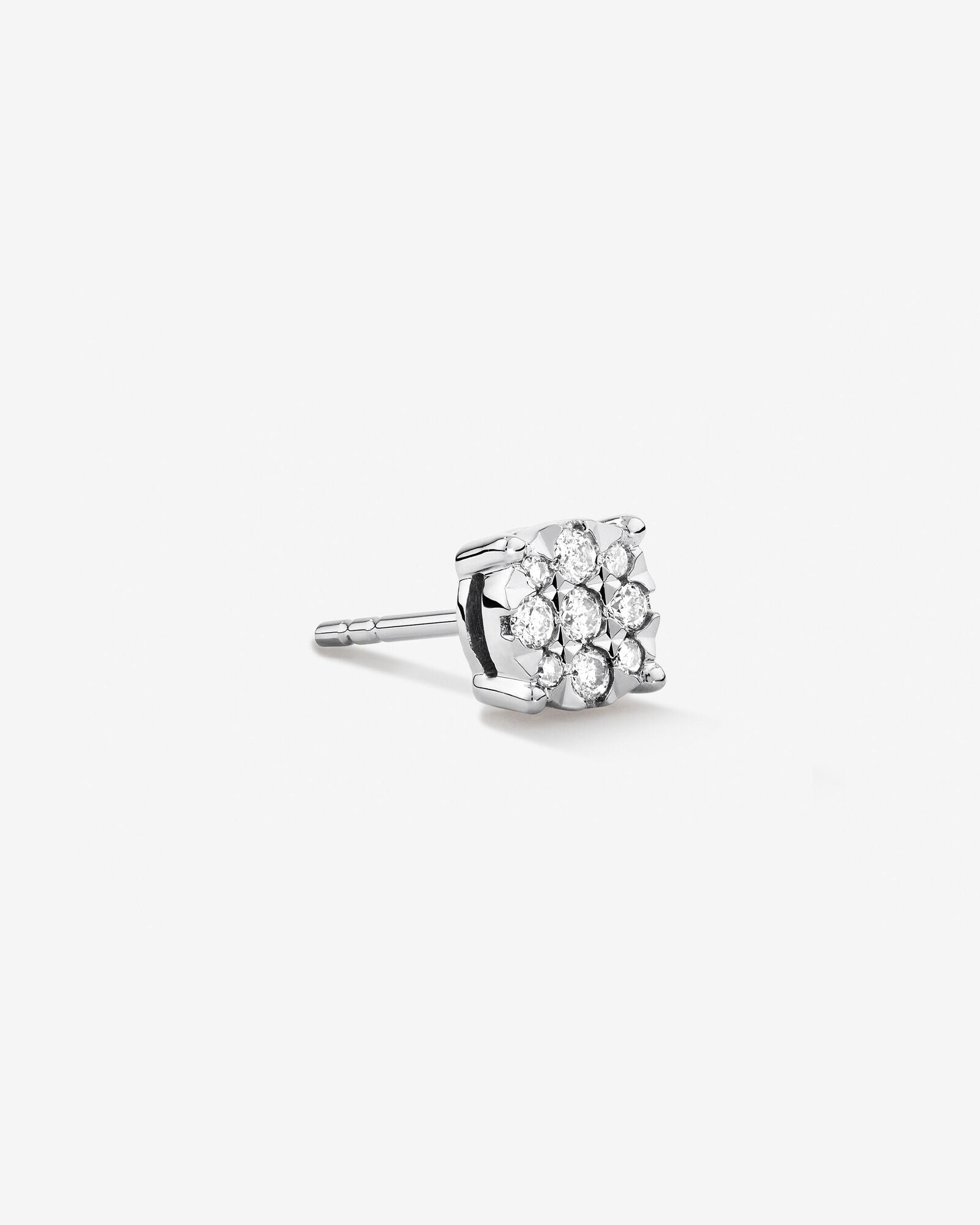 Single Solitaire Stud Earring with 0.12 Carat TW of Laboratory-Grown Diamonds In White Gold Revat Jewels