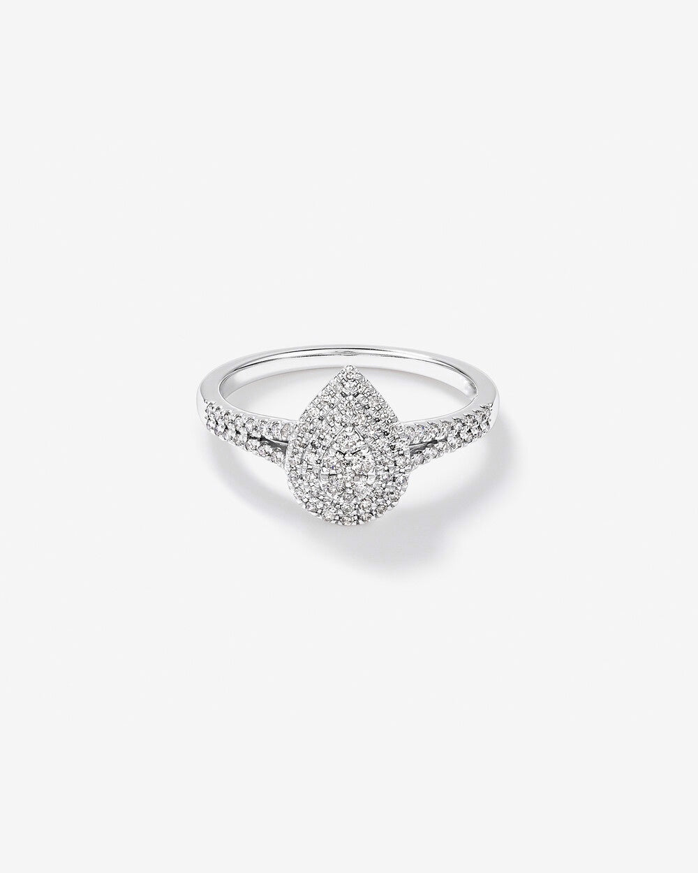 0.30 Carat TW Pear Cluster Halo Diamond Ring in 14kt White Gold