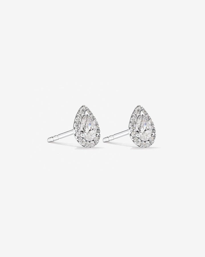 0.45 Carat TW Pear Laboratory-Grown Diamond Halo Stud Earrings in White Gold