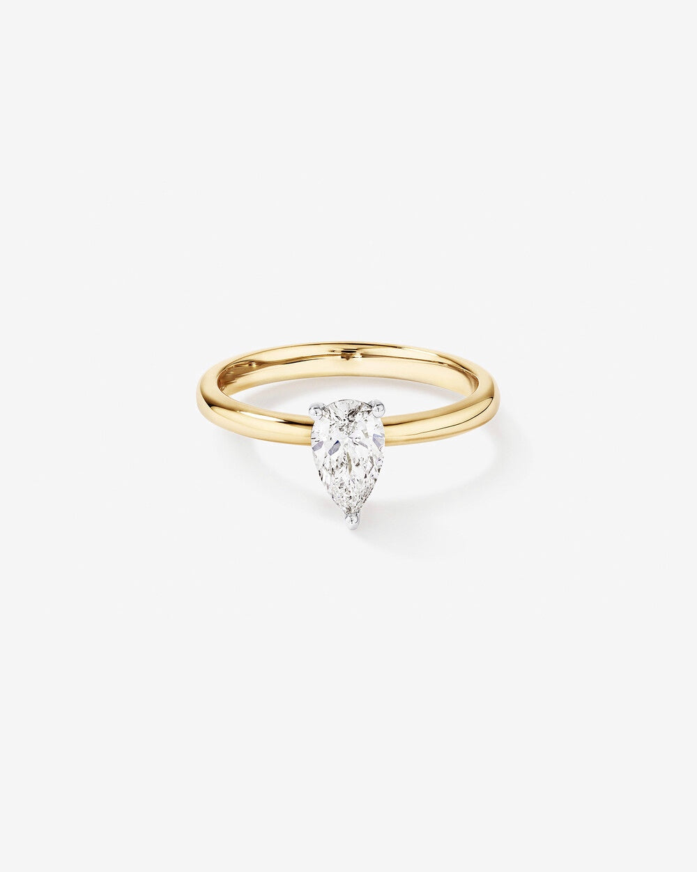 0.70 Carat TW Pear Cut Diamond Solitaire Engagement Ring in 14kt Yellow and White Gold Revat Jewels