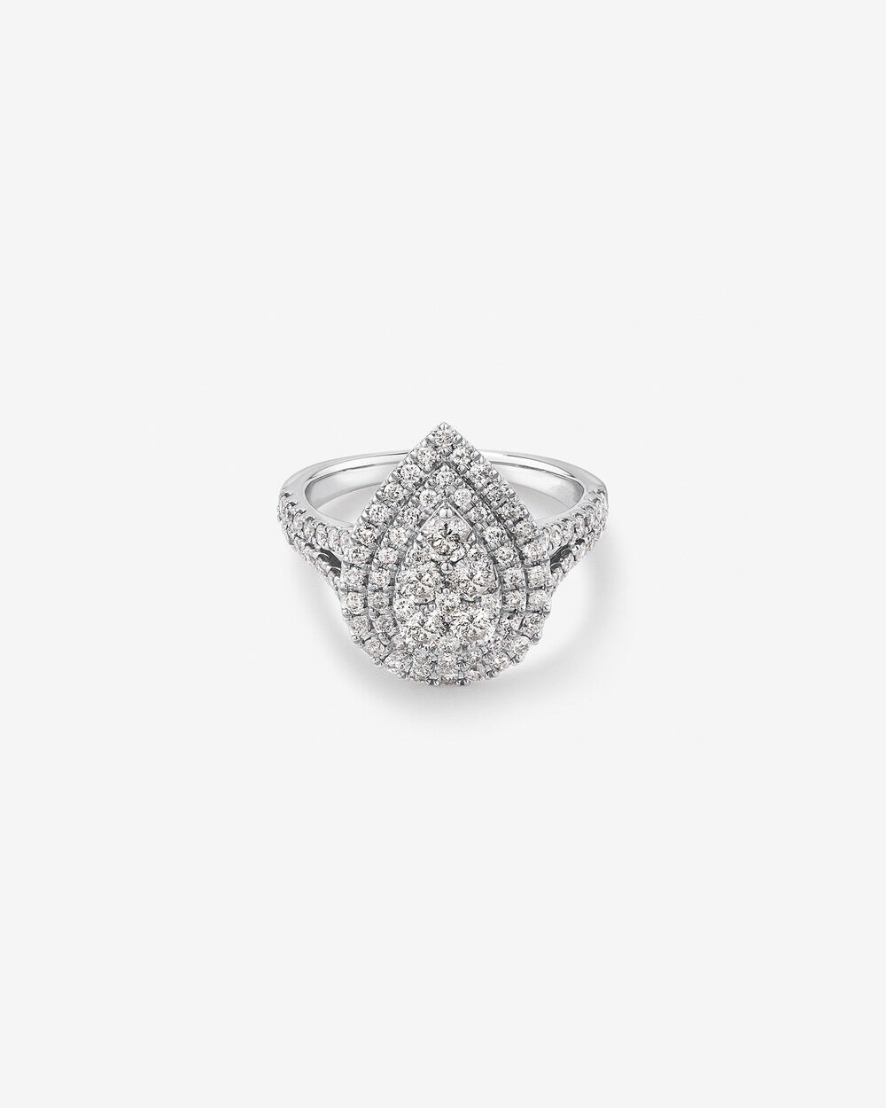 1.30 Carat TW Pear Cluster Halo Diamond Ring in 14kt White Gold Revat Jewels