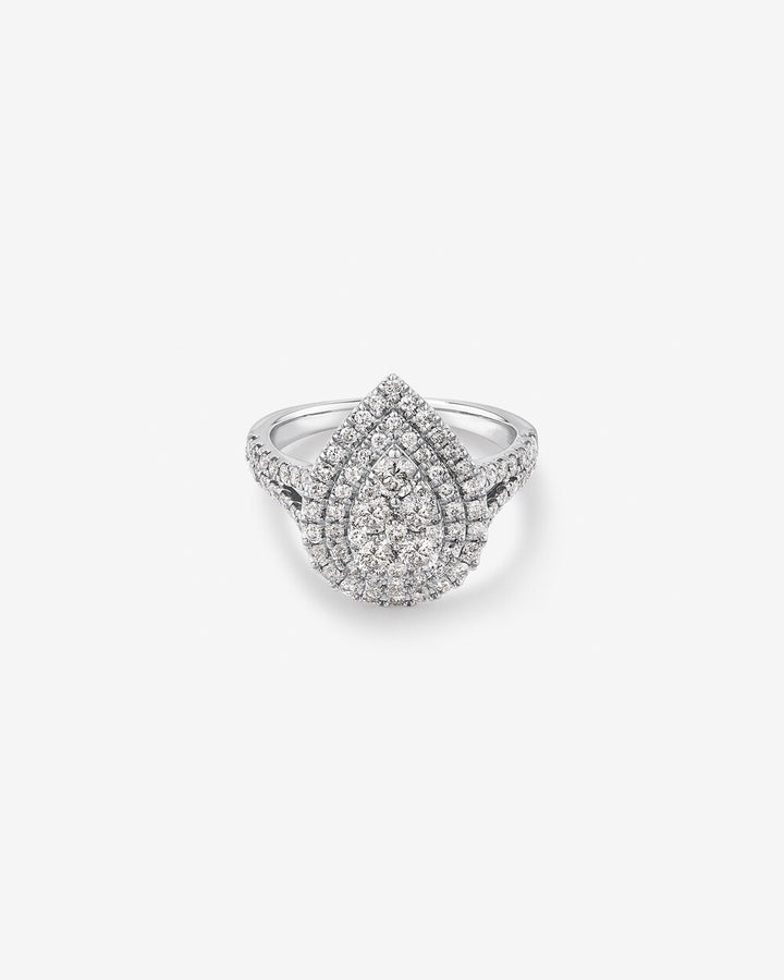 1.30 Carat TW Pear Cluster Halo Diamond Ring in 14kt White Gold