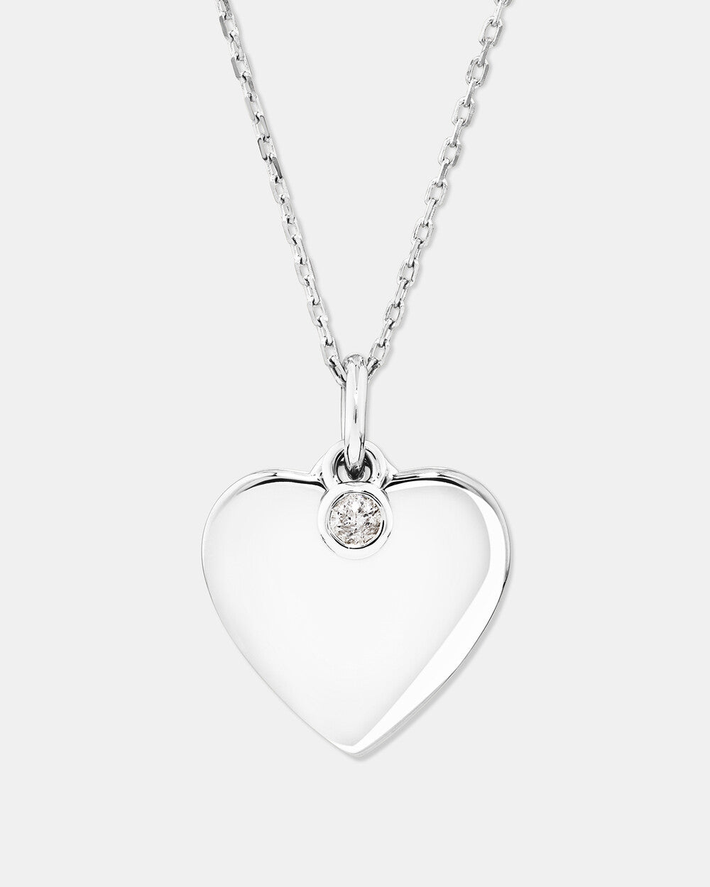 Diamond Charm Heart Pendant Necklace in 14kt White Gold Revat Jewels