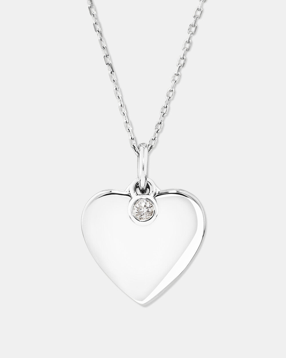 Diamond Charm Heart Pendant Necklace in 14kt White Gold