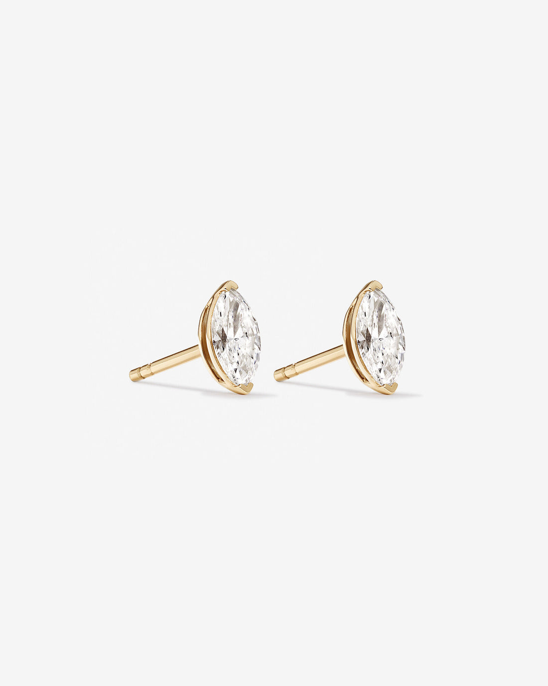 0.60 Carat TW Marquise Cut Solitaire Laboratory-Grown Diamond Stud Earrings in Yellow Gold