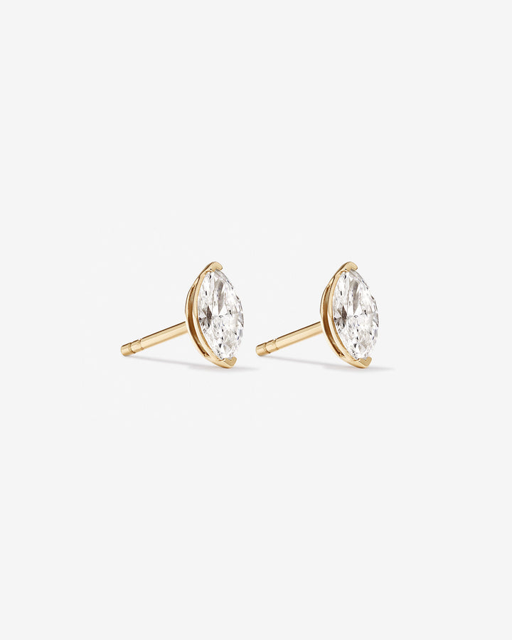 0.60 Carat TW Marquise Cut Solitaire Laboratory-Grown Diamond Stud Earrings in Yellow Gold