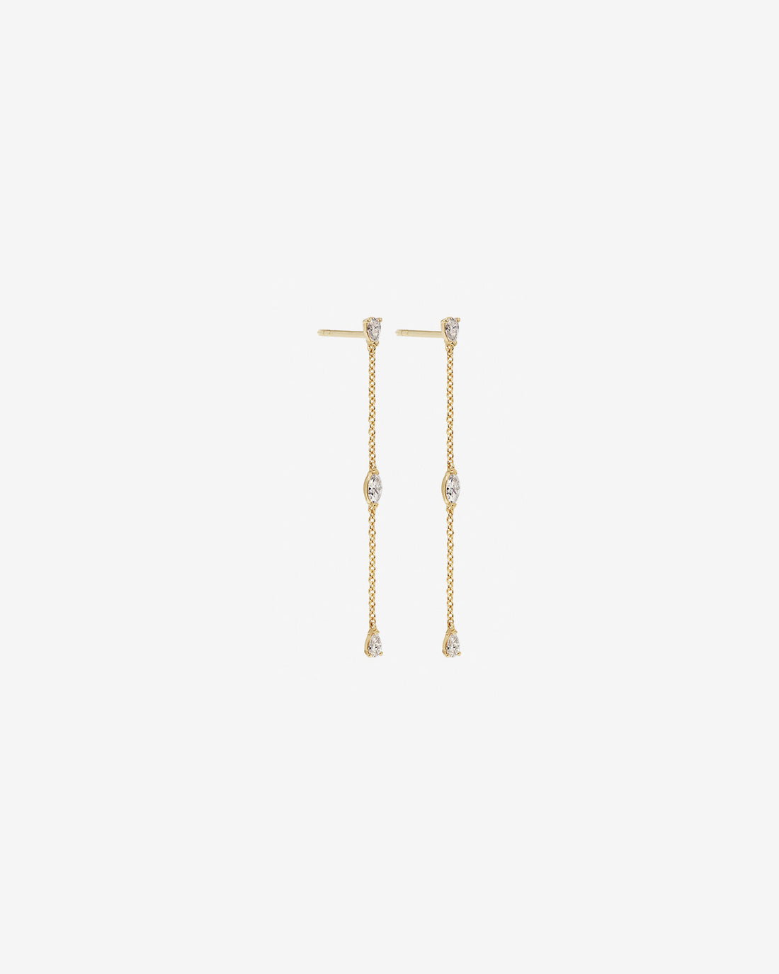 0.32 Carat TW Fancy Cut Laboratory-Grown Diamond Drop Earrings in Yellow Gold